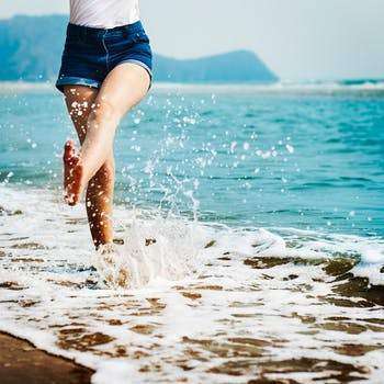 going barefoot by the sea